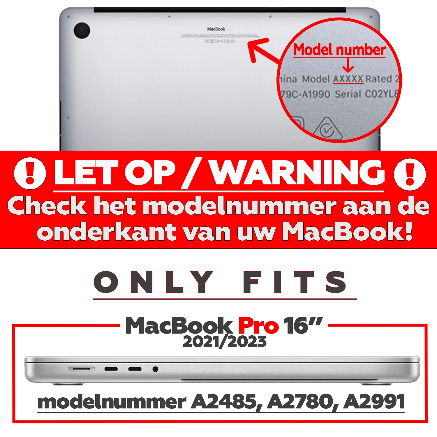 MacBook Pro 16 inch (2021-2026) cover hoes Glanzend Zwart