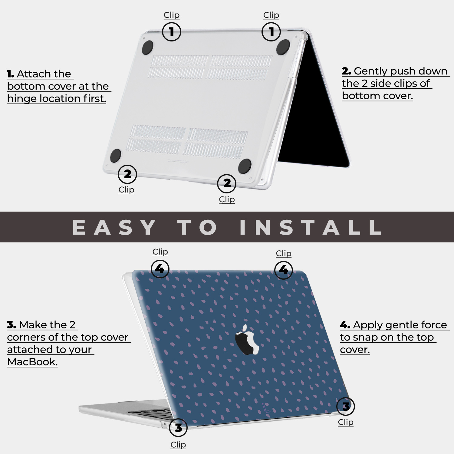 MacBook Air 15 inch (2023-2026) cover hoes case - Purple Pips