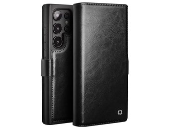 Qialino - Samsung Galaxy S24 Ultra - Leren bookcase hoes - Zwart