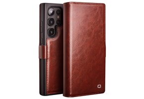 Qialino - Samsung Galaxy S24 Ultra - Leren bookcase hoes - Bruin