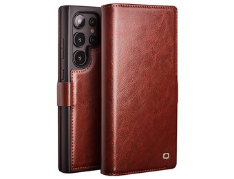 Qialino - Samsung Galaxy S24 Ultra - Leren bookcase hoes - Bruin