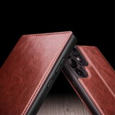 Samsung Galaxy S24 Ultra leren bookcase hoes - Bruin