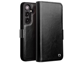 Qialino - Samsung Galaxy S24 Plus - Leren bookcase hoes - Zwart