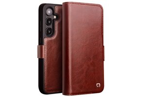 Qialino - Samsung Galaxy S24 Plus - Leren bookcase hoes - Bruin