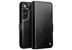 Qialino - Samsung Galaxy S24 - Leren bookcase hoes - Zwart