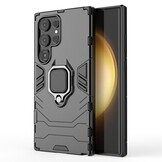 Samsung Galaxy S24 Ultra Armor backcover hoes met ringhouder - Zwart