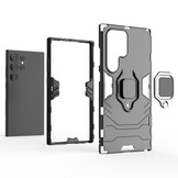 Samsung Galaxy S24 Ultra Armor backcover hoes met ringhouder - Zwart
