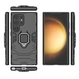 Samsung Galaxy S24 Ultra Armor backcover hoes met ringhouder - Zwart