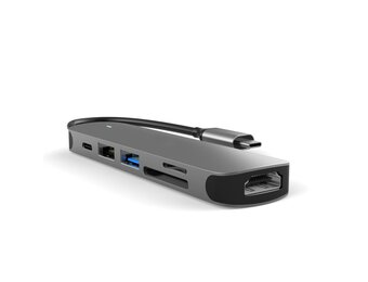Lunso - Universele USB-C naar USB 3.0 / 2.0, USB-C en HDMI aluminium adapter - Zilver