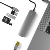 Adapter universeel van USB-C naar USB 3.0, 2.0, USB-C, HDMI en TF/SD kaart
