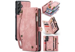 Caseme Samsung Galaxy S24 hoes - Vintage 2 in 1 portemonnee - Lichtroze