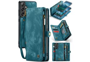 Caseme Samsung Galaxy S24 hoes - Vintage 2 in 1 portemonnee - Lichtblauw