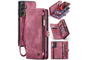 Caseme Samsung Galaxy S24 hoes - Vintage 2 in 1 portemonnee - Rood