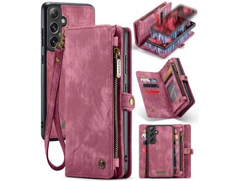 Caseme Samsung Galaxy S24 hoes - Vintage 2 in 1 portemonnee - Rood