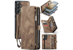 Caseme Samsung Galaxy S24 Plus hoes - Vintage 2 in 1 portemonnee - Bruin