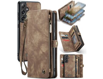 Caseme Samsung Galaxy S24 Plus hoes - Vintage 2 in 1 portemonnee - Bruin