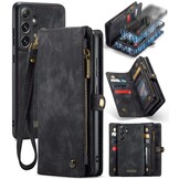 Samsung Galaxy S24 Plus Vintage 2 in 1 portemonnee hoes - Zwart