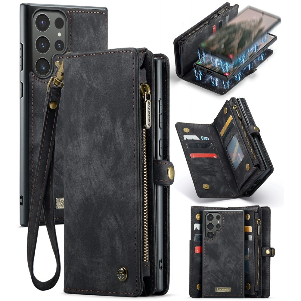 Samsung Galaxy S24 Ultra Vintage 2 in 1 portemonnee hoes - Zwart - Model SM-S928