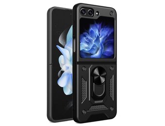 Lunso Samsung Galaxy Z Flip 7 FE / Flip6 - Armor backcover hoes met ringhouder - Zwart