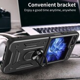 Samsung Galaxy Z Flip 7 FE / Z Flip6 Armor backcover hoes met ringhouder - Zwart