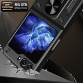 Samsung Galaxy Z Flip 7 FE / Z Flip6 Armor backcover hoes met ringhouder - Zwart