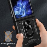 Samsung Galaxy Z Flip 7 FE / Z Flip6 Armor backcover hoes met ringhouder - Zwart