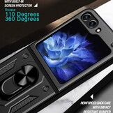 Samsung Galaxy Z Flip 7 FE / Z Flip6 Armor backcover hoes met ringhouder - Zwart
