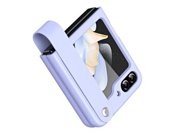 Lunso Samsung Galaxy Z Flip 7 FE / Z Flip6 Leren hoes met band - strap case - Lila