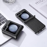 Samsung Galaxy Z Flip 7 FE / Z Flip6 Leren hoes Backcover - Zwart