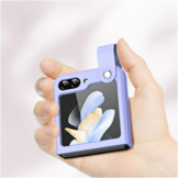 Samsung Galaxy Z Flip 7 FE / Z Flip6 Leren hoes met band strap case - Zwart