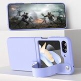 Samsung Galaxy Z Flip 7 FE / Z Flip6 Leren hoes met band strap case - Donkerblauw