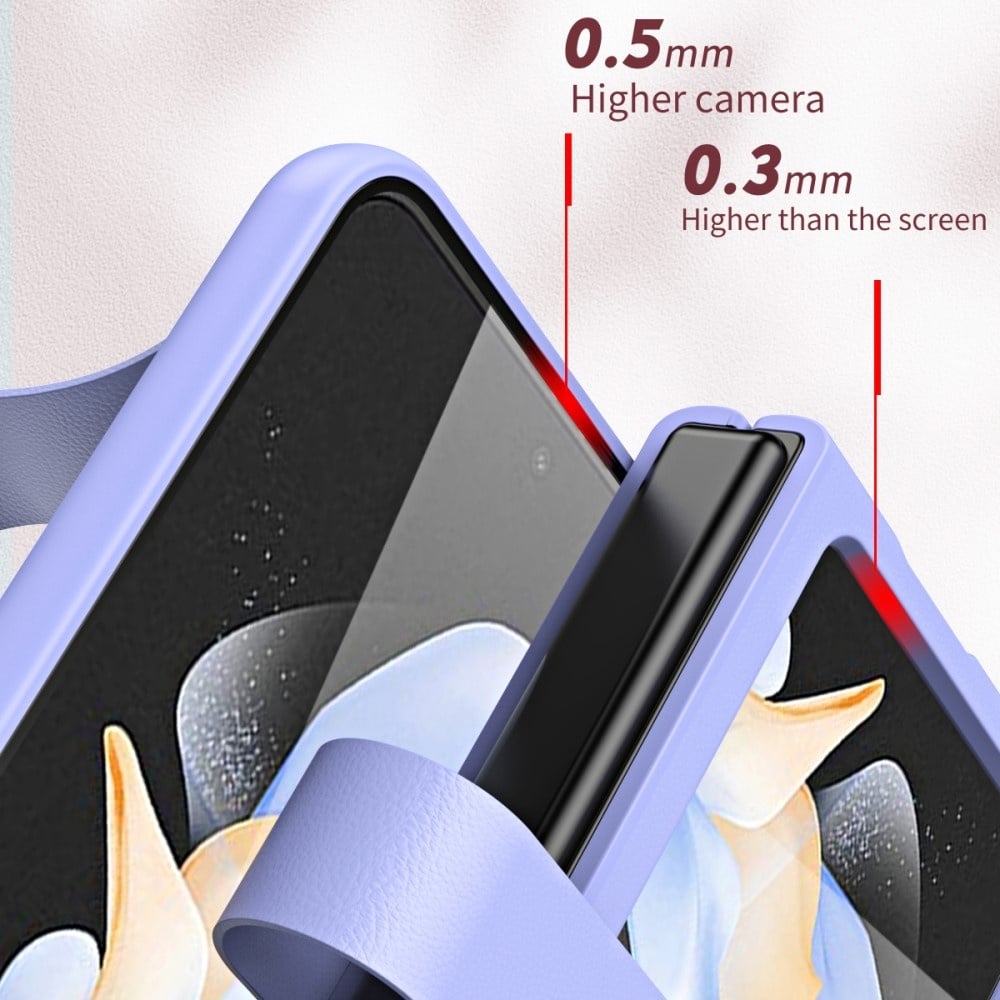 Samsung Galaxy Z Flip 7 FE / Z Flip6 Leren hoes met band strap case - Donkerblauw