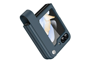 Lunso Samsung Galaxy Z Flip 7 FE / Z Flip6 Leren hoes met band - strap case - Donkerblauw