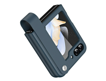 Lunso Samsung Galaxy Z Flip 7 FE / Z Flip6 Leren hoes met band - strap case - Donkerblauw