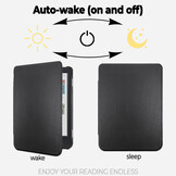 Kobo Clara BW / Clara Colour hoes (6 inch) echt leren sleepcover - Zwart