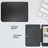 Kobo Clara BW / Clara Colour hoes (6 inch) echt leren sleepcover - Zwart
