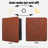 Kobo Libra Colour hoes (7 inch) echt leren sleepcover - Cognac