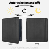Kobo Libra Colour hoes (7 inch) echt leren sleepcover - Zwart