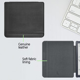 Kobo Libra Colour hoes (7 inch) echt leren sleepcover - Zwart