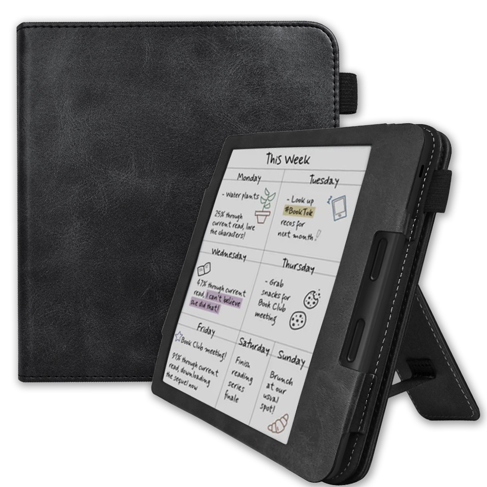 Kobo Libra Colour hoes (7 inch) Luxe stand sleepcover - Zwart