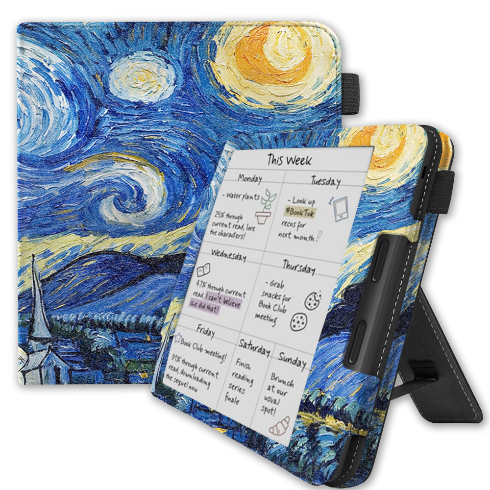 Kobo Libra Colour hoes (7 inch) Luxe stand sleepcover - Van Gogh Sterrennacht