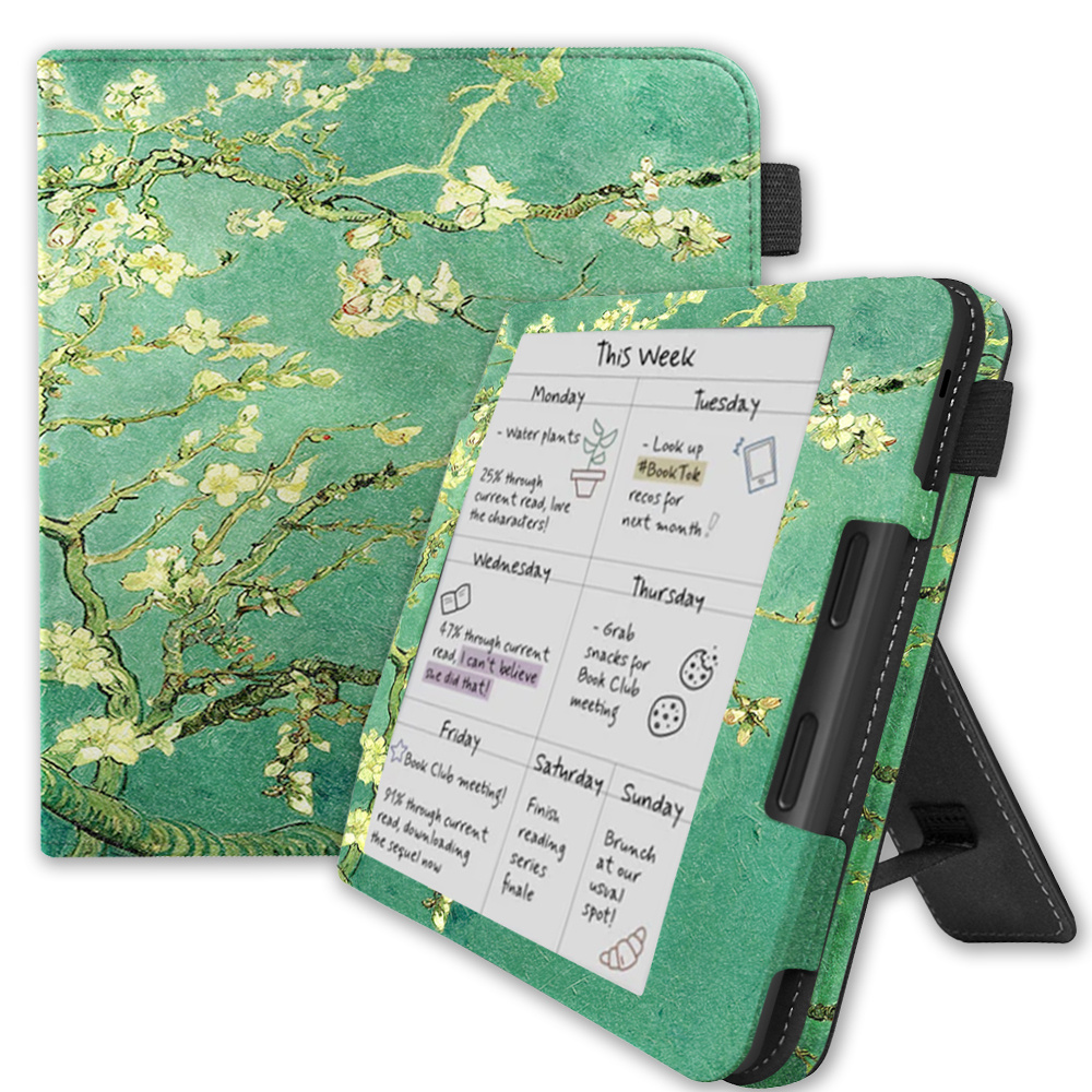 Kobo Libra Colour hoes (7 inch) Luxe stand sleepcover - Van Gogh Amandelbloesem