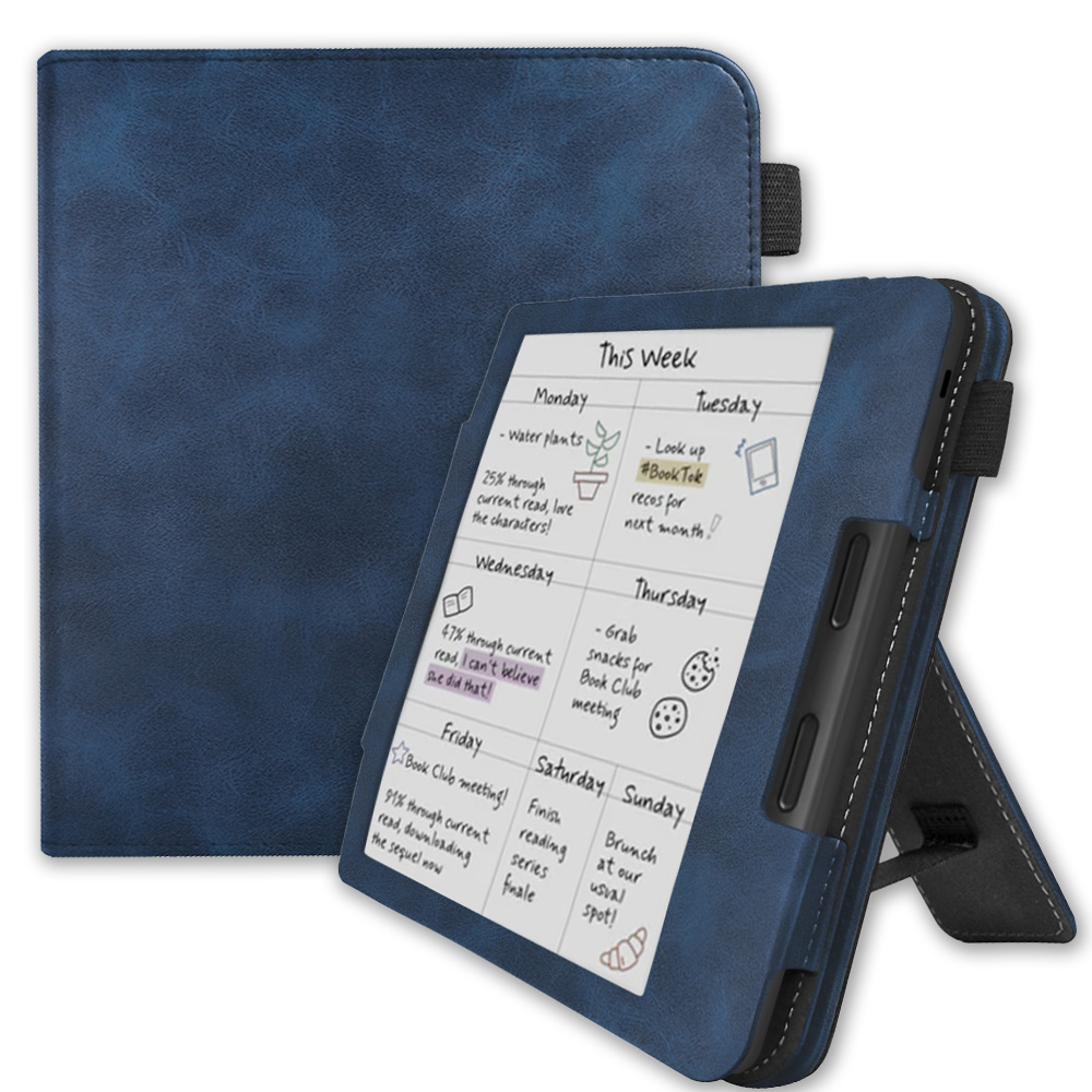 Kobo Libra Colour hoes (7 inch) Luxe stand sleepcover - Blauw