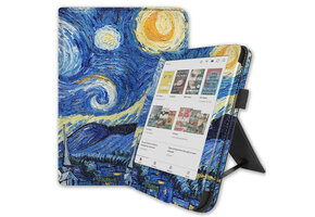 Lunso Kobo Clara BW / Clara Colour hoes (6 inch) - Luxe Stand sleepcover - Van Gogh Sterrennacht