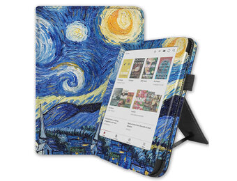 Lunso Kobo Clara BW / Clara Colour hoes (6 inch) - Luxe Stand sleepcover - Van Gogh Sterrennacht