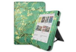 Lunso Kobo Clara BW / Clara Colour hoes (6 inch) - Luxe Stand sleepcover - Van Gogh Amandelbloesem