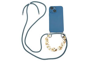 Høyde - iPhone 13 - Telefoonhoes met koord + Kralenketting - Blauw
