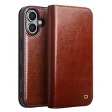 iPhone 16 Plus leren bookcase hoesje - Bruin