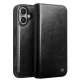 iPhone 16 Plus leren bookcase hoesje - Zwart