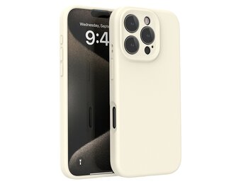 Lunso iPhone 16 Pro Max hoesje - Flexibel siliconen Backcover - Beige